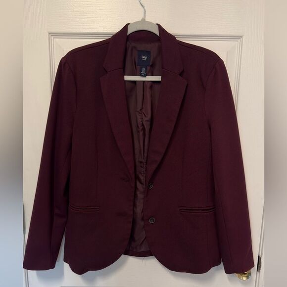 GAP Blazer - Burgundy - Two pockets - Size 10 - Ribbed-type Texture - Picture 1 of 9